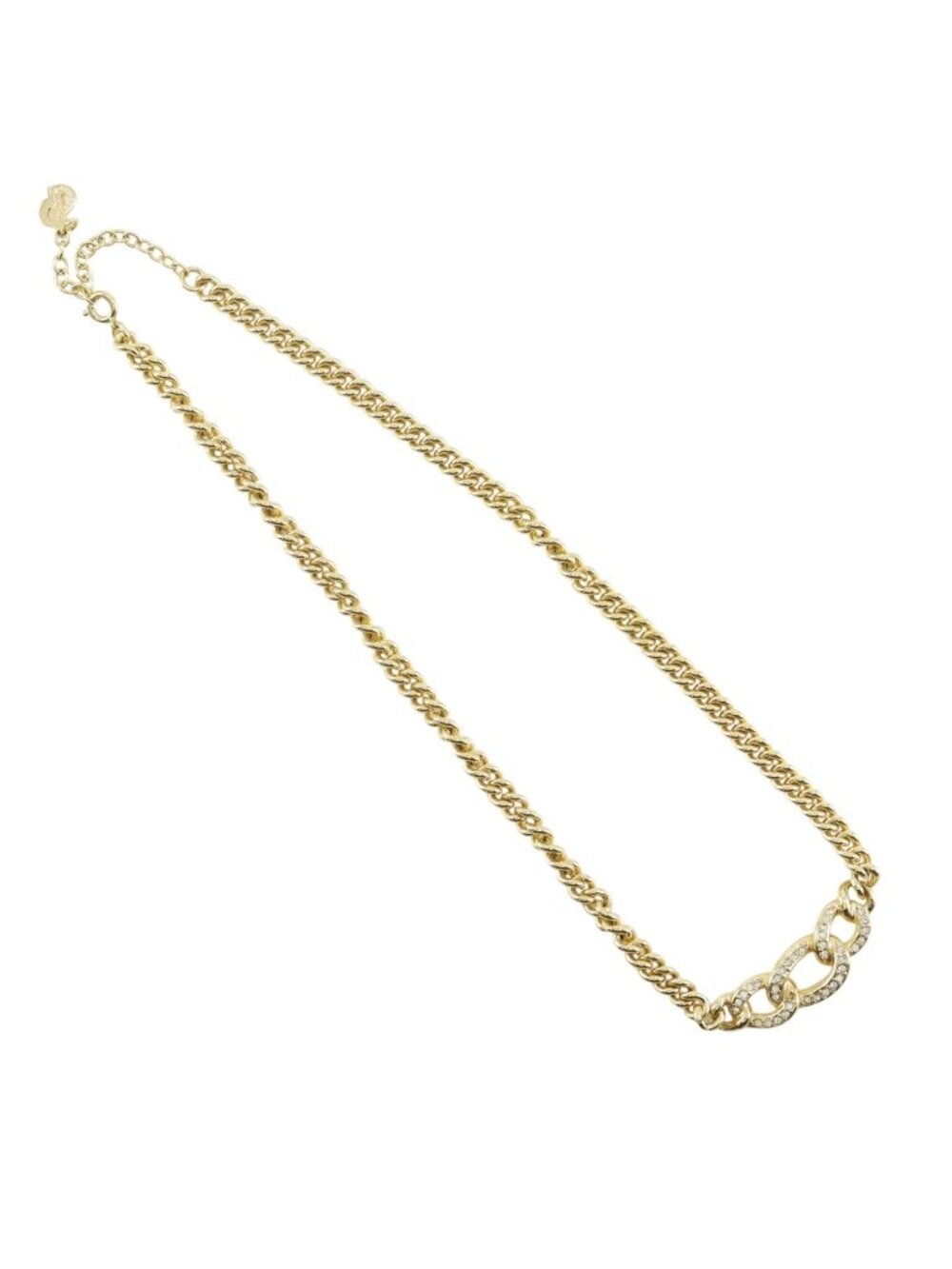 Dior Chain Gold Plated Rhinestone Necklace